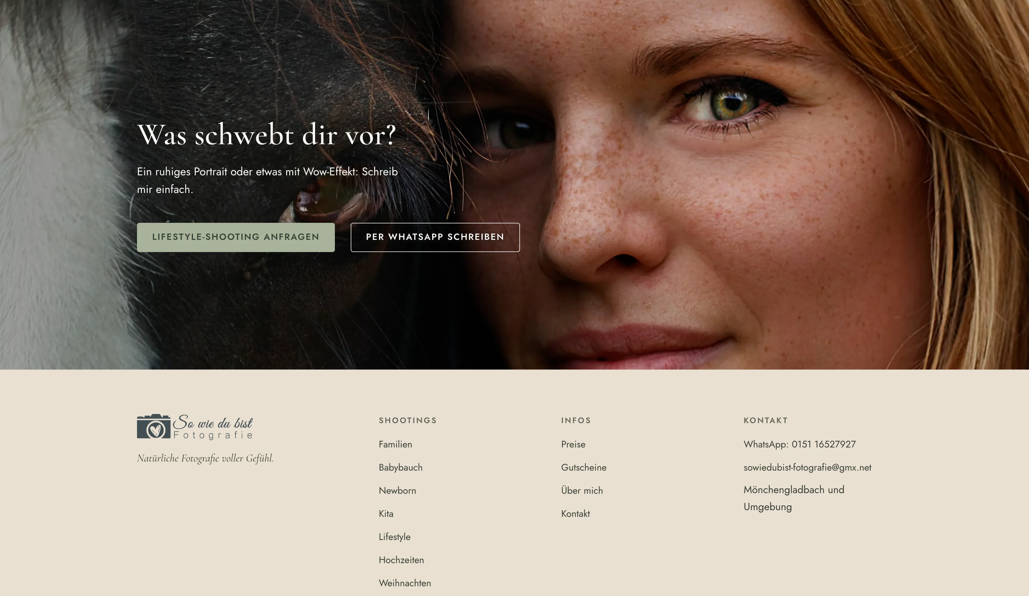 Lifestyle-Abschluss auf der Website von So wie du bist Fotografie